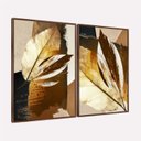 Ver imagem 3 de Quadro Decorativo Abstrato Folhagem Natural Detalhes em Bronze
