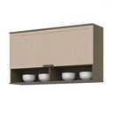 Ver imagem 2 de Armário Aéreo Cozinha Connect 120 cm 1 Porta Basculante Ripado Duna/Cristal Henn MDF