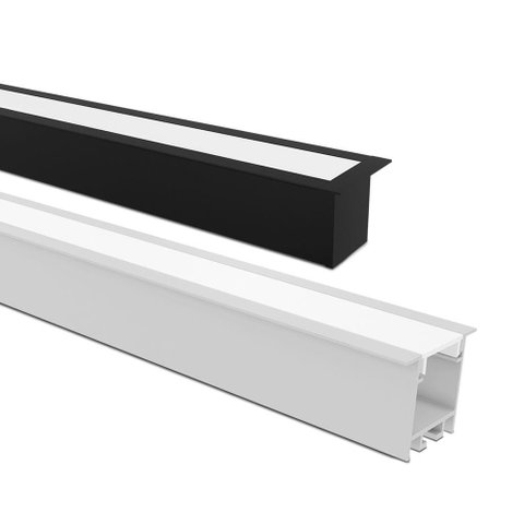 Perfil de Embutir Taschibra para Fita de Led Apex 35 com 3 Metros Preto