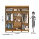 Ver imagem 4 de Guarda Roupa de Casal Amarok com 6 Portas e Espelho - Carvalho/Off White