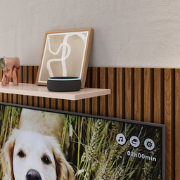 Painel para Tv Smart 32 Polegadas com Nicho Prateleira Sala Quarto Star - Ripado / Off White - 4