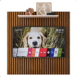 Painel para Tv Smart 32 Polegadas com Nicho Prateleira Sala Quarto Star - Ripado / Off White