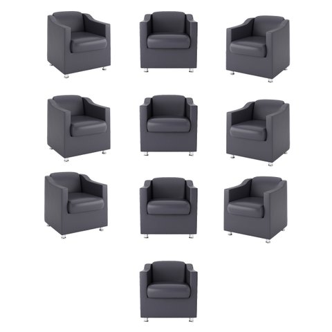 Kit 10 Poltronas para Salão de Beleza – Balaqui Decor Cor:cinza