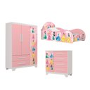 Ver imagem 2 de Quarto Infantil Completo Personagens Carros Rosa Cama Guarda Roupa Cômoda para Menina MDF