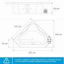 Ver imagem 3 de Banheira de Hidromassagem Quantum em Gel Coat Gran Luxo com Aquecedor 147 Cm - Volume Ideal 270 Litr - 110V
