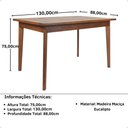 Ver imagem 2 de Mesa de Jantar Retangular Rústica 130cm em Madeira Maciça - Natural
