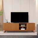Ver imagem 2 de Rack Bancada Açai 180 Cm Tv até 75 com Pés Madeira Maciça Nature