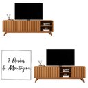 Ver imagem 3 de Rack Bancada Açai 180 Cm Tv até 75 com Pés Madeira Maciça Nature