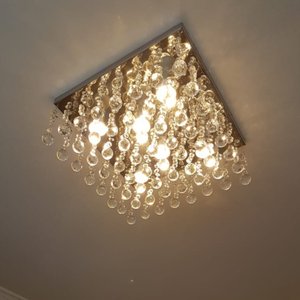 Lustre de Cristal Verdadeiro Quadrado 45x45 Cm Sala de Jantar, Sala, Quarto - Transparente