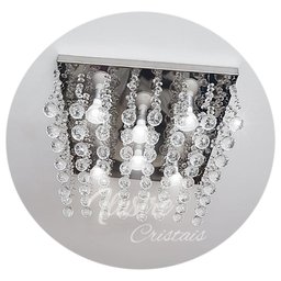 Lustre de Cristal Verdadeiro Quadrado 45x45 Cm Sala de Jantar, Sala, Quarto - Transparente - 2