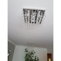 Lustre de Cristal Verdadeiro Quadrado 45x45 Cm Sala de Jantar, Sala, Quarto - Transparente - 3