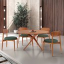Ver imagem 1 de Conjunto Sala de Jantar Mesa 135cm Tampo Redondo Laminado e 4 Cadeiras Hope Verde/Jade/Imbuia Marrom