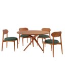 Ver imagem 2 de Conjunto Sala de Jantar Mesa 135cm Tampo Redondo Laminado e 4 Cadeiras Hope Verde/Jade/Imbuia Marrom
