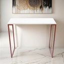 Ver imagem 3 de Mesa Aparador Retangular Industrial Aço Cobre Hall Pés Metálicos para Sala de Estar Decoração Vintag