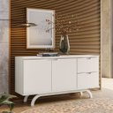 Ver imagem 2 de Balcão 2 Portas 2 Gavetas Com 150cm Rennes Off White - ÉdeCasaMóveis                                                                           