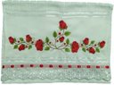 Ver imagem 1 de Toalha Bordada de Mão Lavabo com lindas Rosas na cor vermelha. Dohler Artesanalle Com Tira Bordada