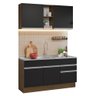Armário de Cozinha Compacta com Pia 150cm Rustic/Preto Glamy Madesa 03 - 3
