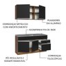 Armário de Cozinha Compacta com Pia 150cm Rustic/Preto Glamy Madesa 03 - 5