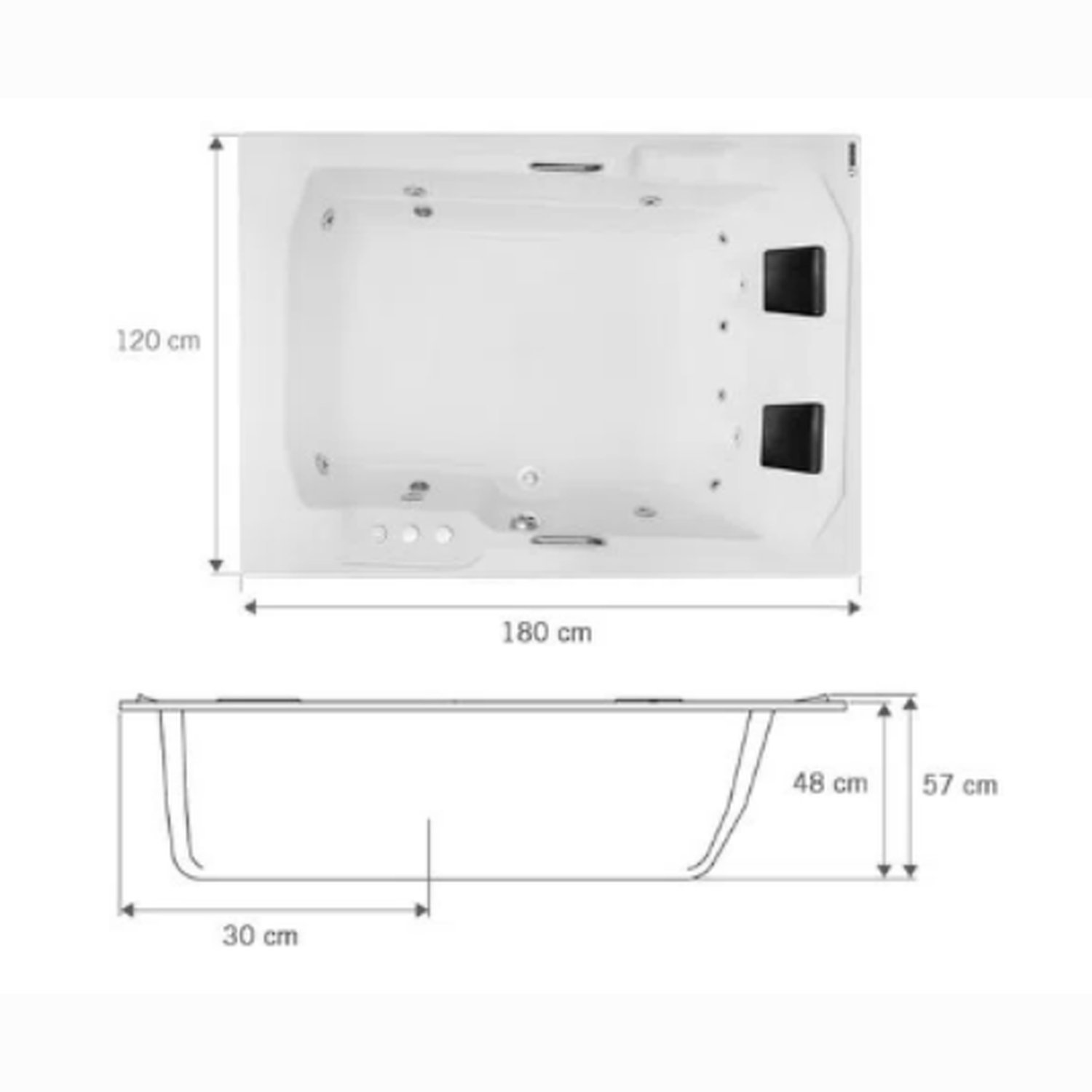 Banheira de Hidromassagem Prima Maggiore em Gel Coat Gran Luxo com Aquecedor 180cm - Volume Ideal 33 - 220V - 3