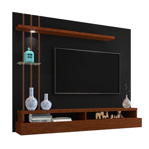 Painel para Tv de até 55" Suspenso Éden Preto/canela