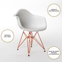 Ver imagem 4 de Mesa Jantar Redonda 90cm Branca Clips 3 Pés com 4 Poltronas Eiffel Eames Daw Brancas Base Cobre