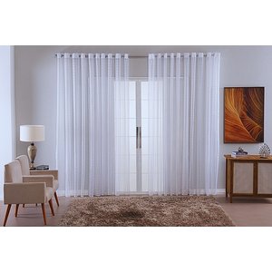 Cortina Sala Voal Quadriculado Charm Decoraçao 6,00x2,20:branco