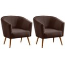 Ver imagem 1 de Kit 2 Poltronas para Sala e Escritório Pé Palito Belize Veludo Marrom