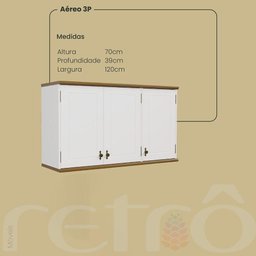 Aéreo Retrô 3p Off White-nogueira Armário Cozinha - 4