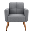 Ver imagem 4 de Poltrona Malaga Bouclé Cinza 69x69cm com Espuma D20 para Sala e Quarto