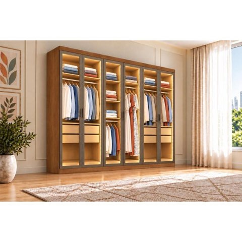 Guarda Roupa Modulado Closet 6PTS 4g Linea N. Horizonte Cuma