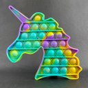 Ver imagem 1 de Pop It Tie Dye Unicórnio Fidget Toy Brinquedo Silicone Anti Stress Sensorial - Verde, Roxo e Amarelo