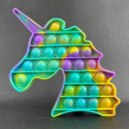 Pop It Tie Dye Unicórnio Fidget Toy Brinquedo Silicone Anti Stress Sensorial - Verde, Roxo e Amarelo - 1