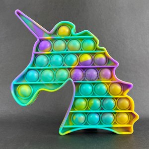 Pop It Tie Dye Unicórnio Fidget Toy Brinquedo Silicone Anti Stress Sensorial - Verde, Roxo e Amarelo