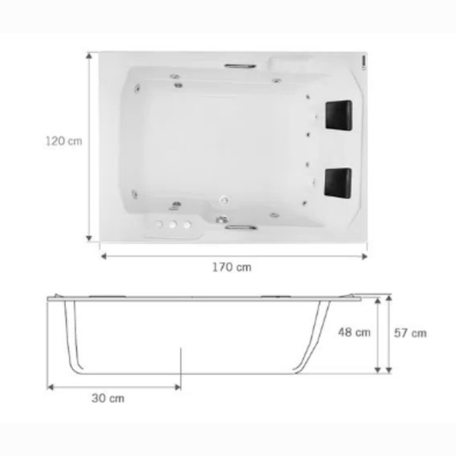 Banheira de Hidromassagem Prima Maggiore Coat Gran Luxo com Aquecedor 170cm - Volume Ideal 315 Litro - 220V - 3
