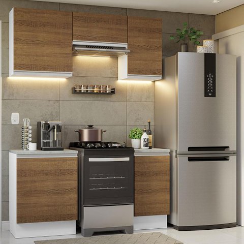 Armário de Cozinha Compacta 160cm Branco/Rustic Glamy Madesa 07
