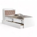 Ver imagem 3 de Cama Tamires Branco com Auxiliar Capitonê e 02 Colchões
