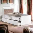 Ver imagem 1 de Cama Tamires Branco com Auxiliar Capitonê e 02 Colchões