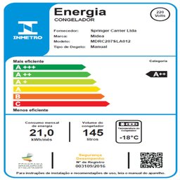 Freezer Horizontal 3 em 1 Branco 145l Midea Mdrc207sla012 - 220v - 9