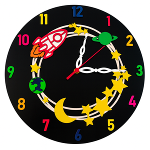 Relógio Foguete, Relógio de Parede, Decoração, Mdf, 30cm