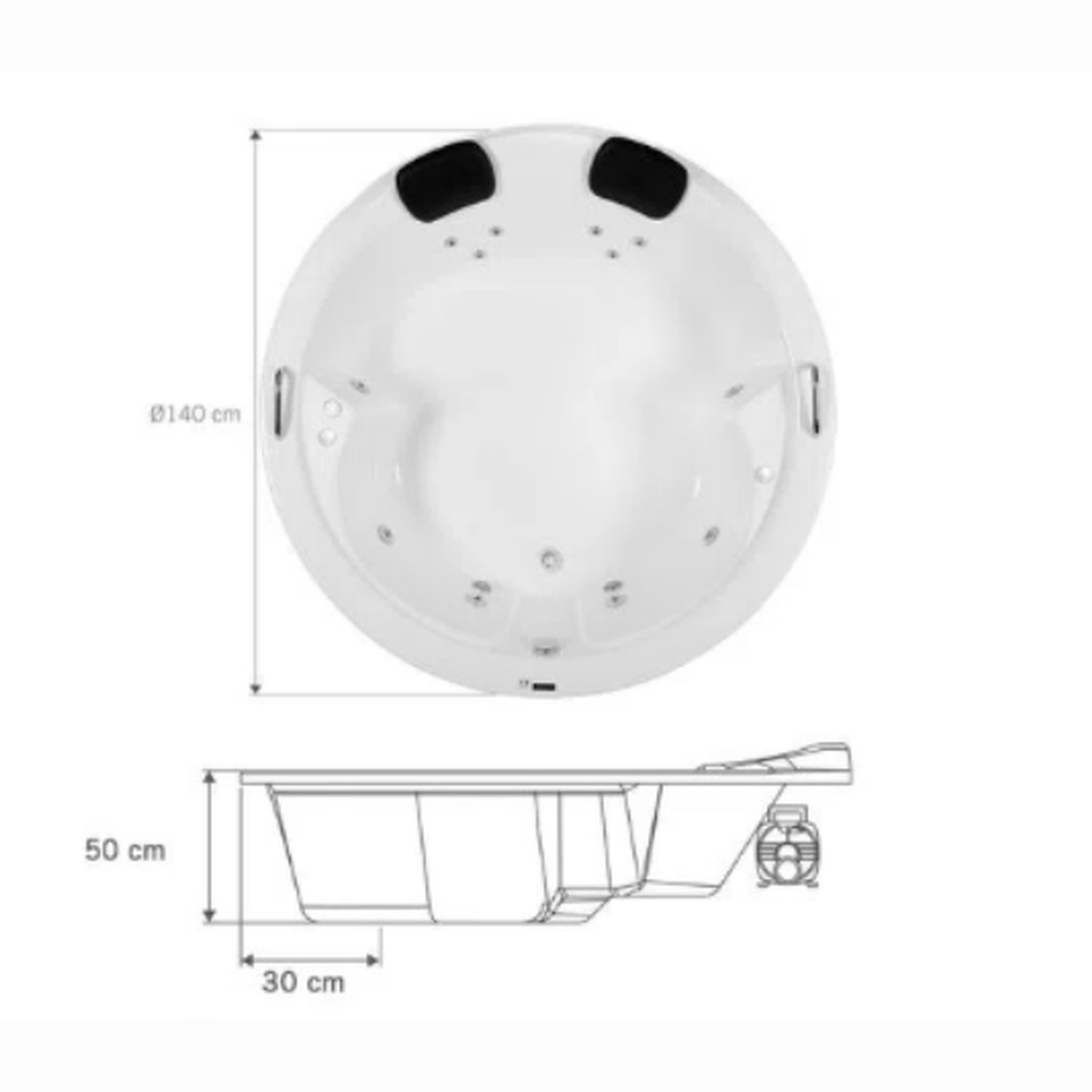 Banheira de Hidromassagem Firenze em Gel Coat Gran Luxo com Aquecedor 140cm - Volume Ideal 210 Litro - 110V - 3