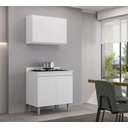 Ver imagem 1 de Kit Balcão Cooktop e Armário Aéreo Ellen 4 Portas Branco Maderatto Móveis