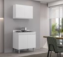 Ver imagem 1 de Kit Balcão Cooktop e Armário Aéreo Ellen 4 Portas Branco Maderatto Móveis