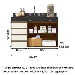 Kit 02 Balcoes Para Banheiro Cj16 Amendoa Rust Off White - 7 Kit 02 Balcoes Para Banheiro Cj16 Amendoa Rust Off White - 7