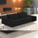 Ver imagem 5 de Sofá Ilha Modular para Sala 232cm com Puff Dublin K01 Veludo Preto e Sintético Preto - Lyam Decor