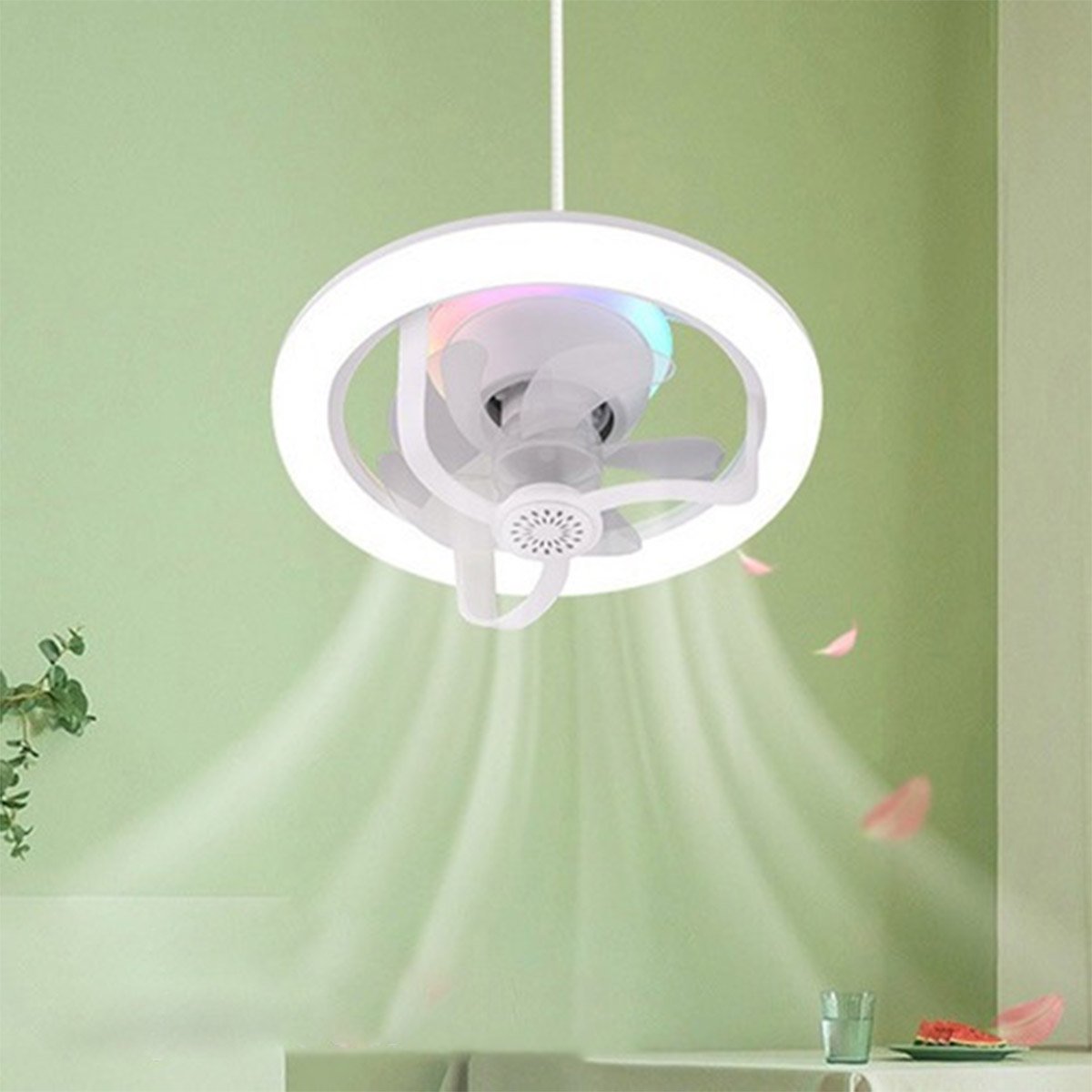 Lampada Led E27 Ventilador de Teto Rgb Controle Luz Ambiente Aromaterapia Calor Verao Dia Quente Cas - 14