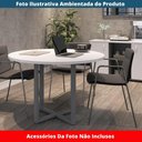 Ver imagem 2 de Mesa de Reunião Redonda P25 Pandin 110 Cm (largura) Tampo Mdp Branco Pé Aço Tubular Grafito
