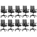 Ver imagem 1 de Kit 10 Cadeiras Diretor Oficial Comfort Corporate Pro Tela Mesh Base Giratória Braço Ajustável