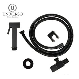 Ducha Higiênica Completa Quadrada Preta Fosco Black Matte - 10