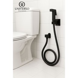 Ducha Higiênica Completa Quadrada Preta Fosco Black Matte - 6
