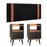Kit Quarto Casal 2 Mesas Cabeceira Nicho Gavetas Painel Protetor Parede Cama Box 1,40 - Lojas Rpm - 1